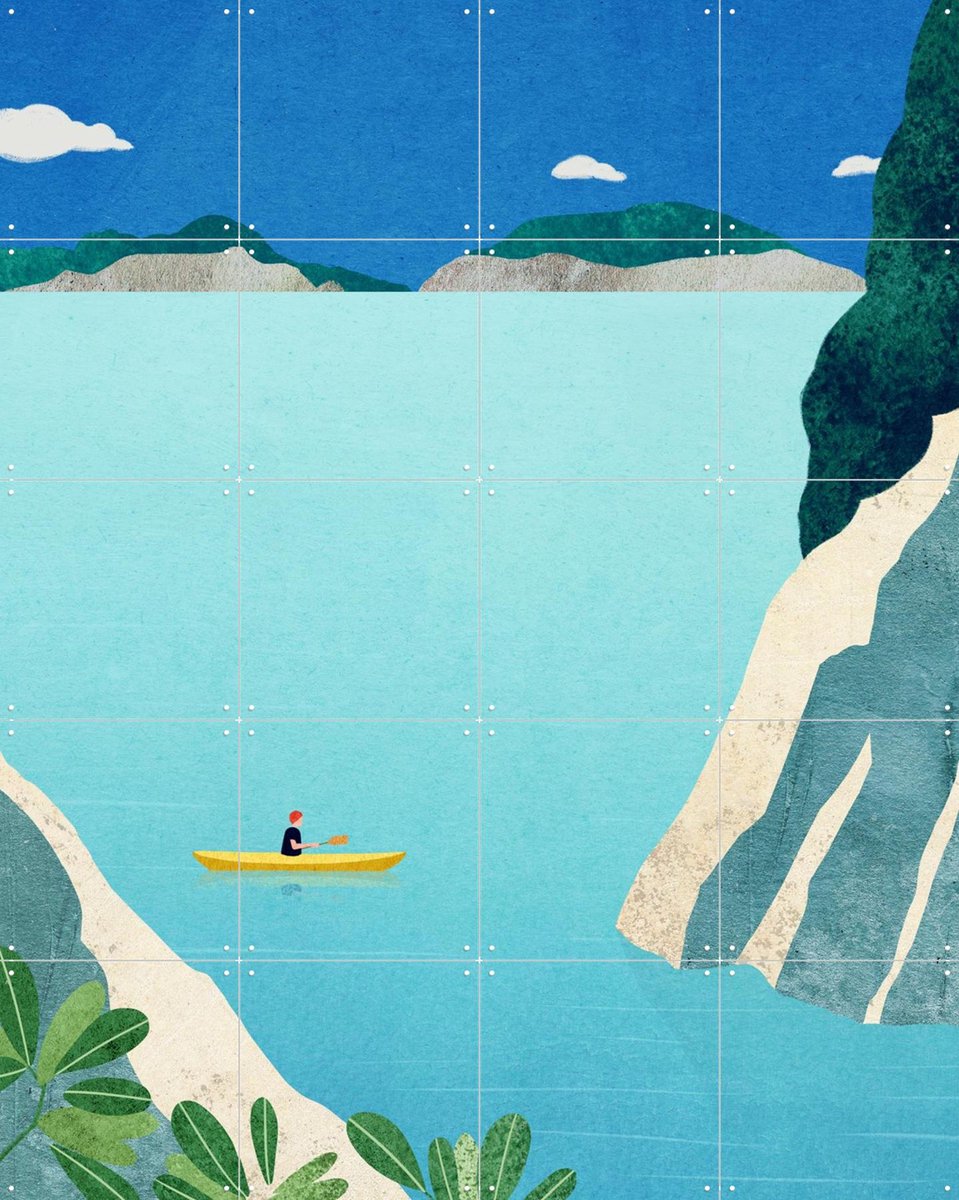 IXXI Ocean Kayak, Henry Rivers - 80 x 100 cm - Gratis ophangtool - Grote wanddecoratie en posters - Kleurrijk, Illustraties, Grafisch Ontwerp, Sport
