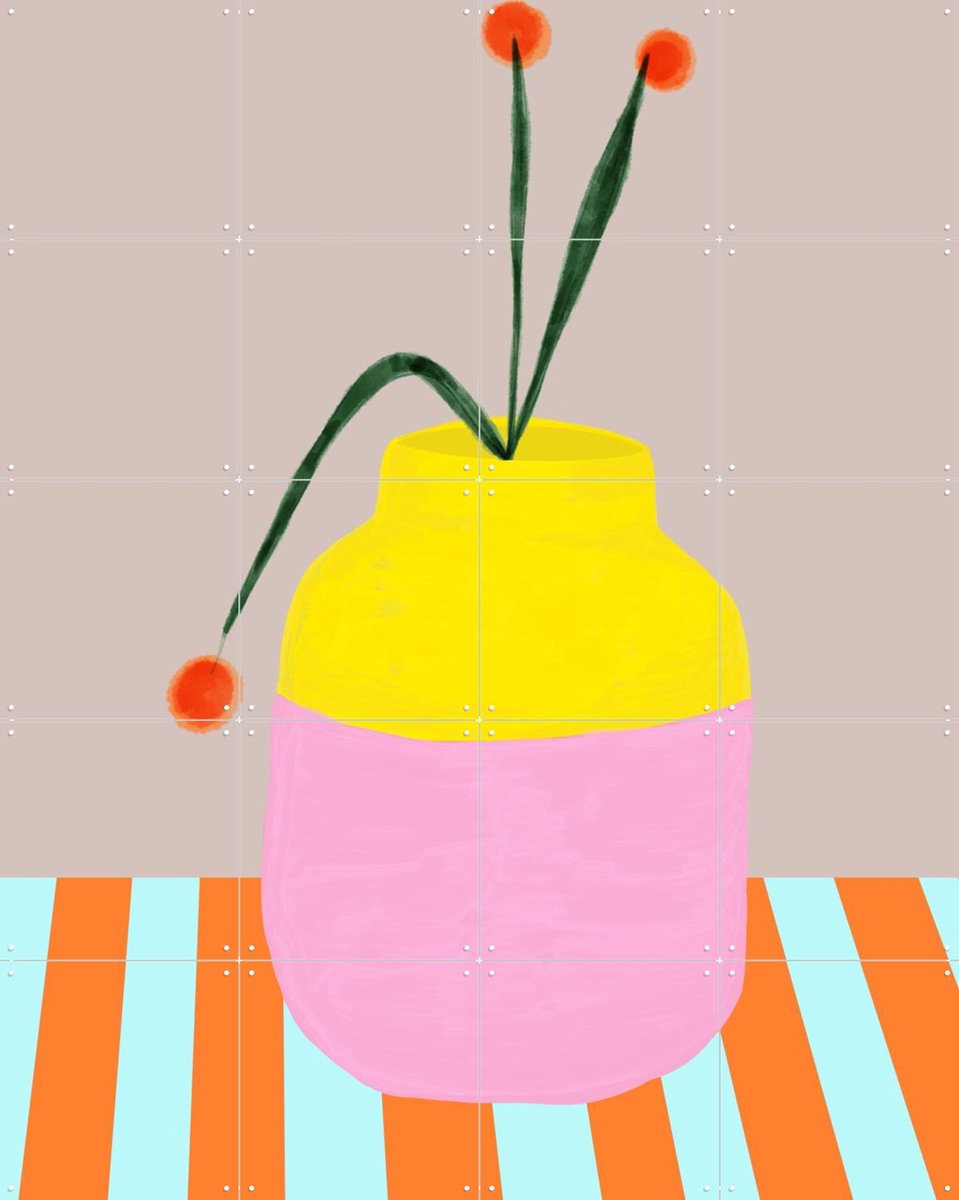 IXXI Mio Vaso fresh, Hej.Ibiza - 80 x 100 cm - Gratis ophangtool - Grote wanddecoratie en posters - Kleurrijk, Speels, Digitale Kunst, Illustraties