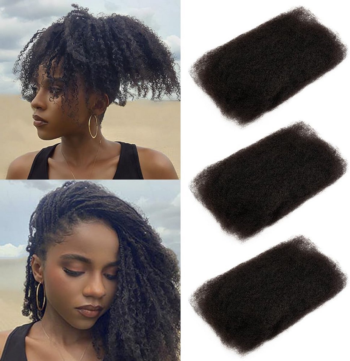 Bulk Kinky Menselijk Haar voor Dreadlock Extensions en Vlechten