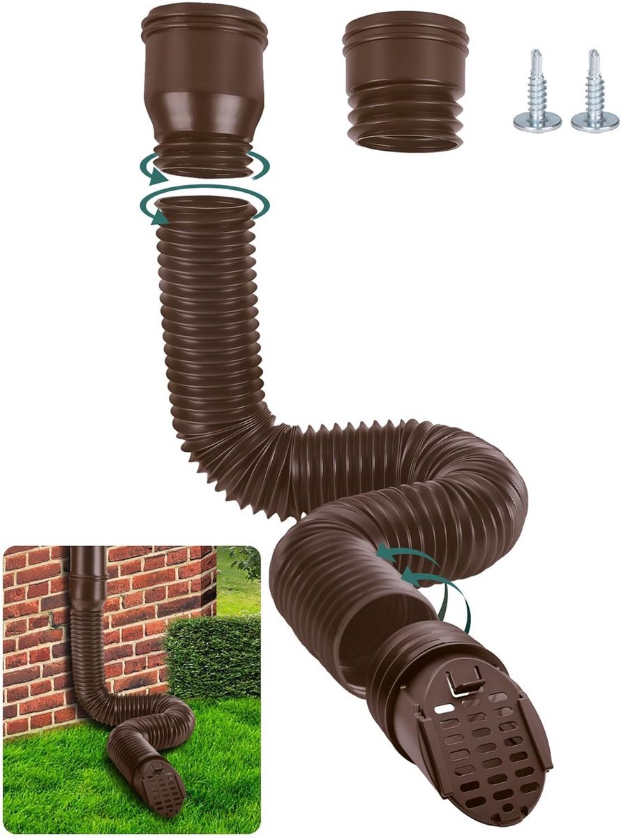 Flexibele Regenpijpverlenger tot 150 cm met Drainage Rooster voor Afvoer