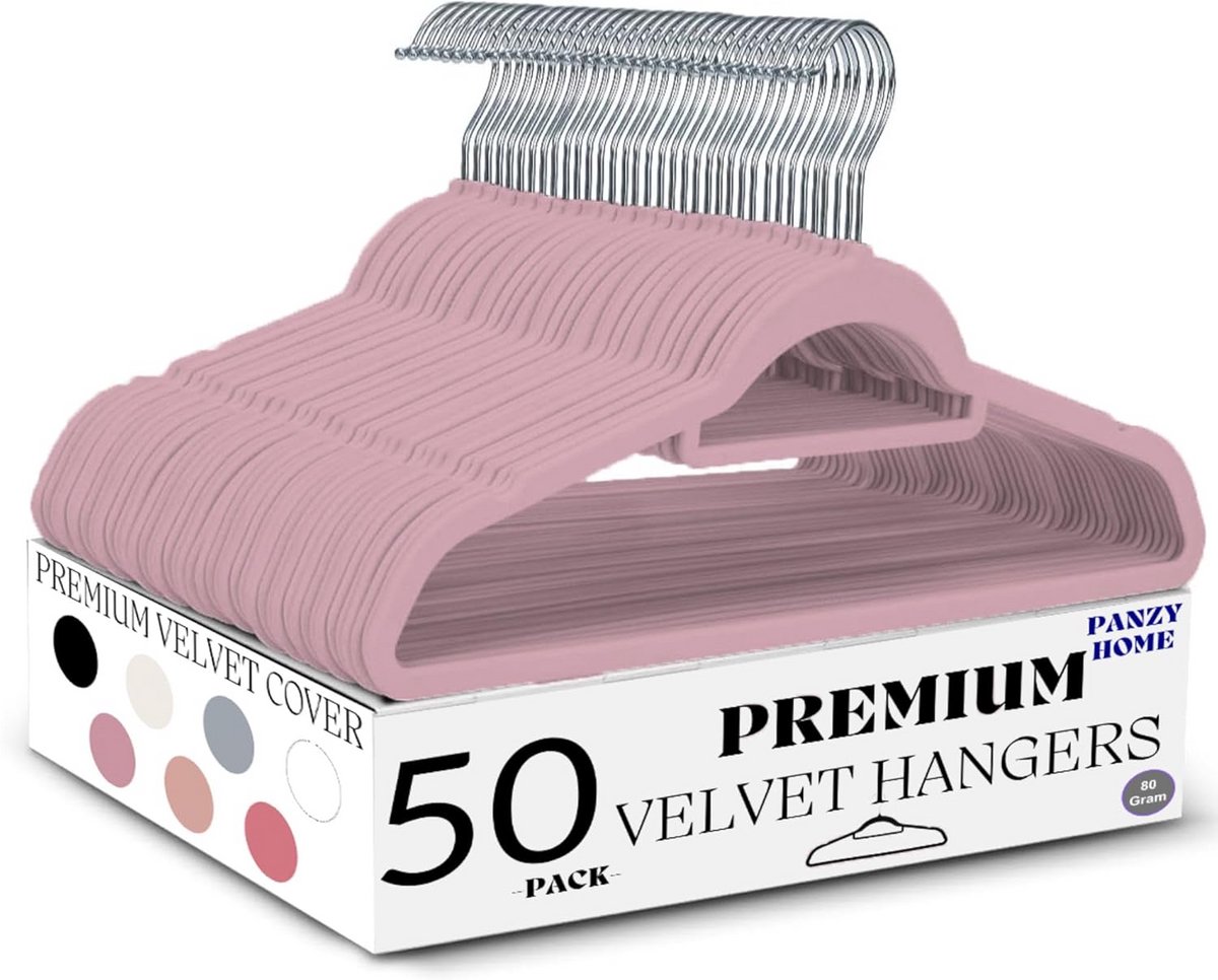 50 Fluwelen Kledinghangers Antislip Ruimtebesparend Dunne Hangers met Draaibare Haak