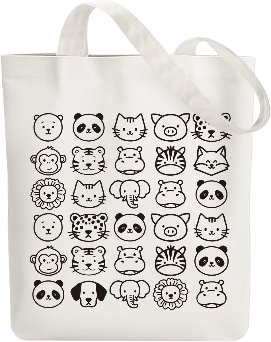 Grote Canvas Tote Bag voor Dames - Stevige Stoffen Schoudertas Herbruikbaar