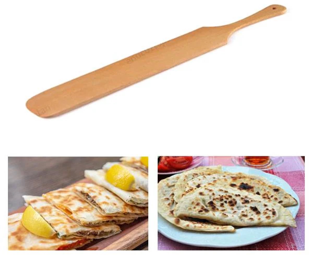 Houten pannenkoekenspatel - pannenkoekschep - 55 cm - naturel - duurzaam hout