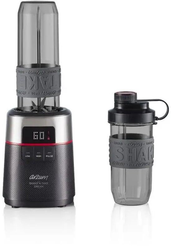 Arzum Shake 'n Take Dream Blender AR1148-0100 | Zwart - Mini blender - 500W - 2 Drinkflessen