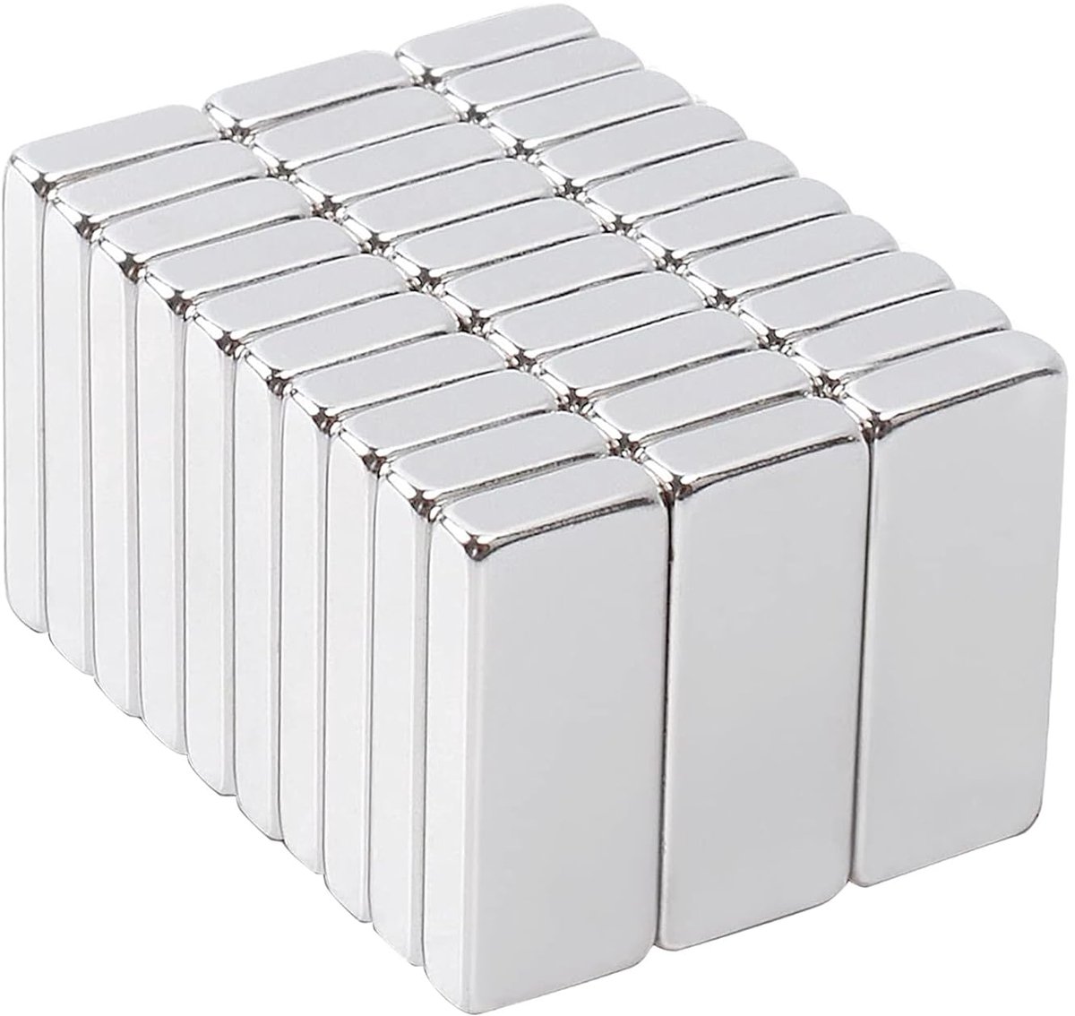 30x Sterke Rechthoekige Neodymium Magneten 12x5x2mm - Mini & Extra Krachtig