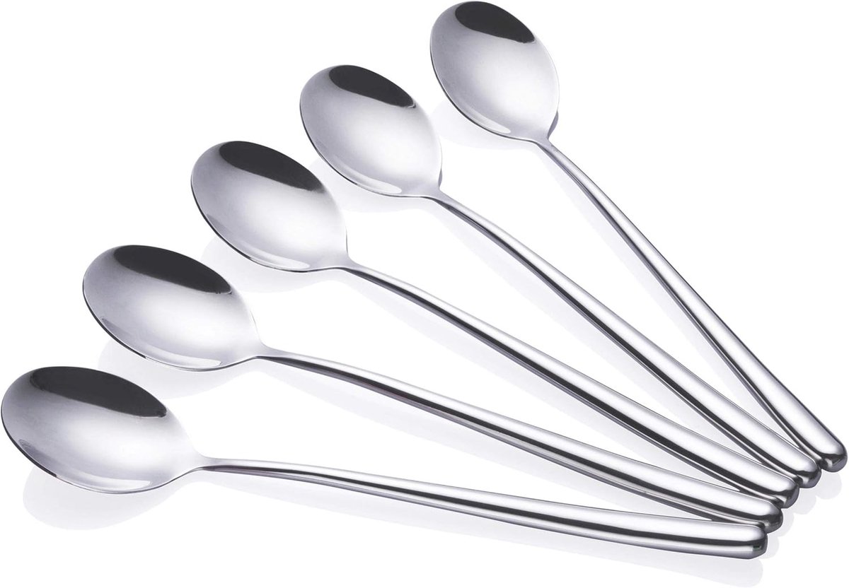 Set van 5 Koreaanse Soeplepels met Lange Steel Roestvrij Sierlijk Ontwerp