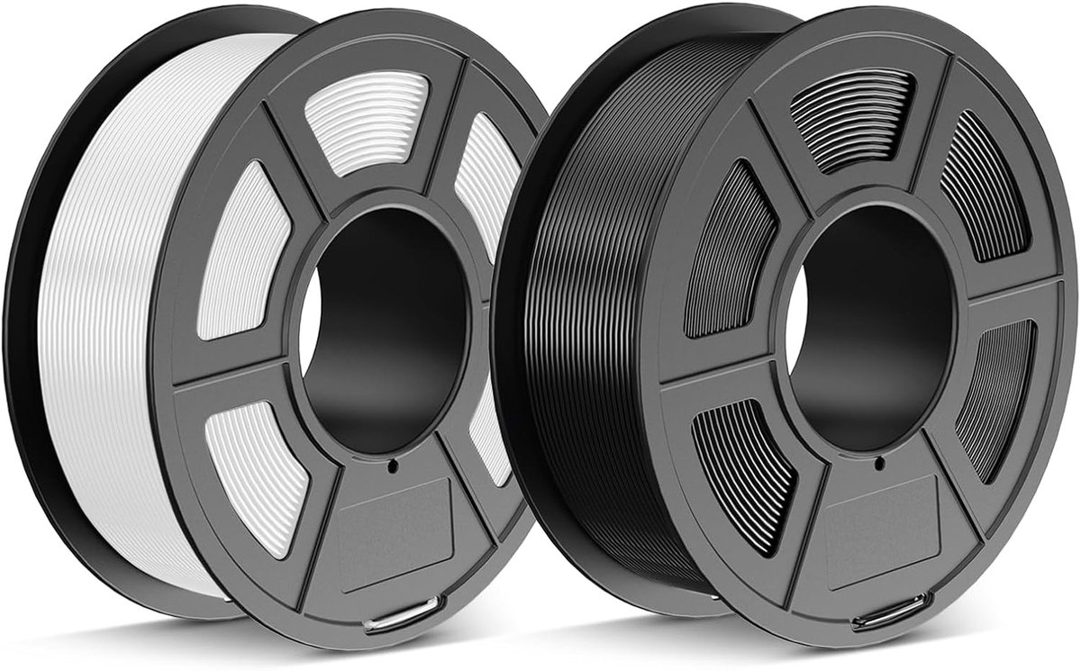 3D Printer Filament - PETG Materiaal - Modelbouw Printen - Maatnauwkeurig +/- 0.02mm - 2x 1.1 kg Spoelen - Zwart Wit