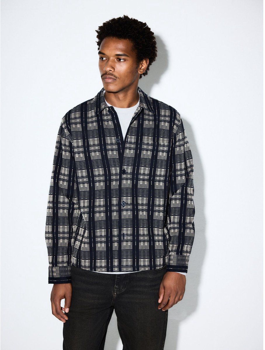Next - Heren - Getextureerde shacket - Blauw