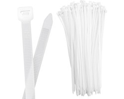 100x Brede Kabelbinders Wit 450mm Nylon UV-bestendig voor Kabelmanagement en Tuinieren