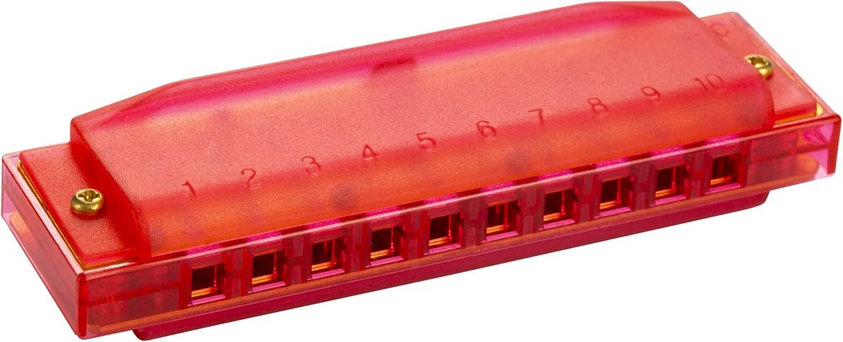 Transparante Mondharmonica Rood