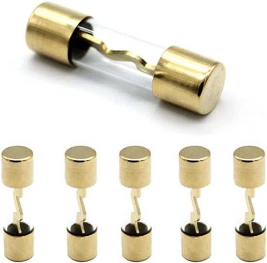 Auto Zekeringen Set - Glazen Steekzekeringen - Audio Beveiliging - Hoge Capaciteit - 10 x 38 mm - Goudkleurig