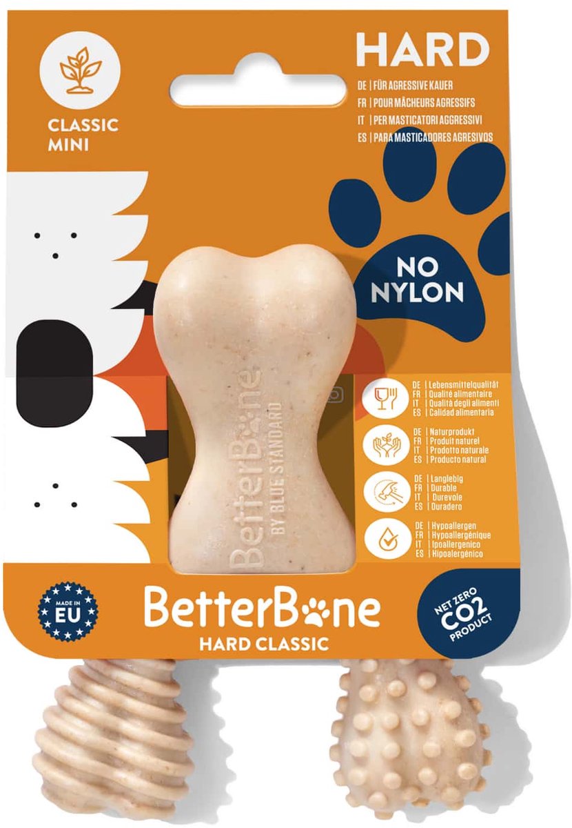 BetterBone Kauwbot voor Honden MINI Hard - Hypoallergeen Kauwspeelgoed - Duurzaam Hondenspeeltje - Voor Kleine Honden tot 9 kg