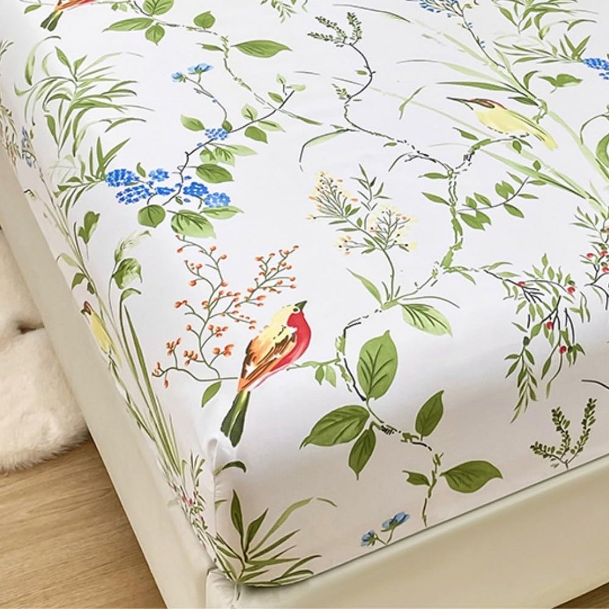 Hoeslaken Eenpersoons met Bloemenpatroon - Zachte Microvezel - Extra Hoge Hoeken (25 cm) - Ademend en Kleurvast