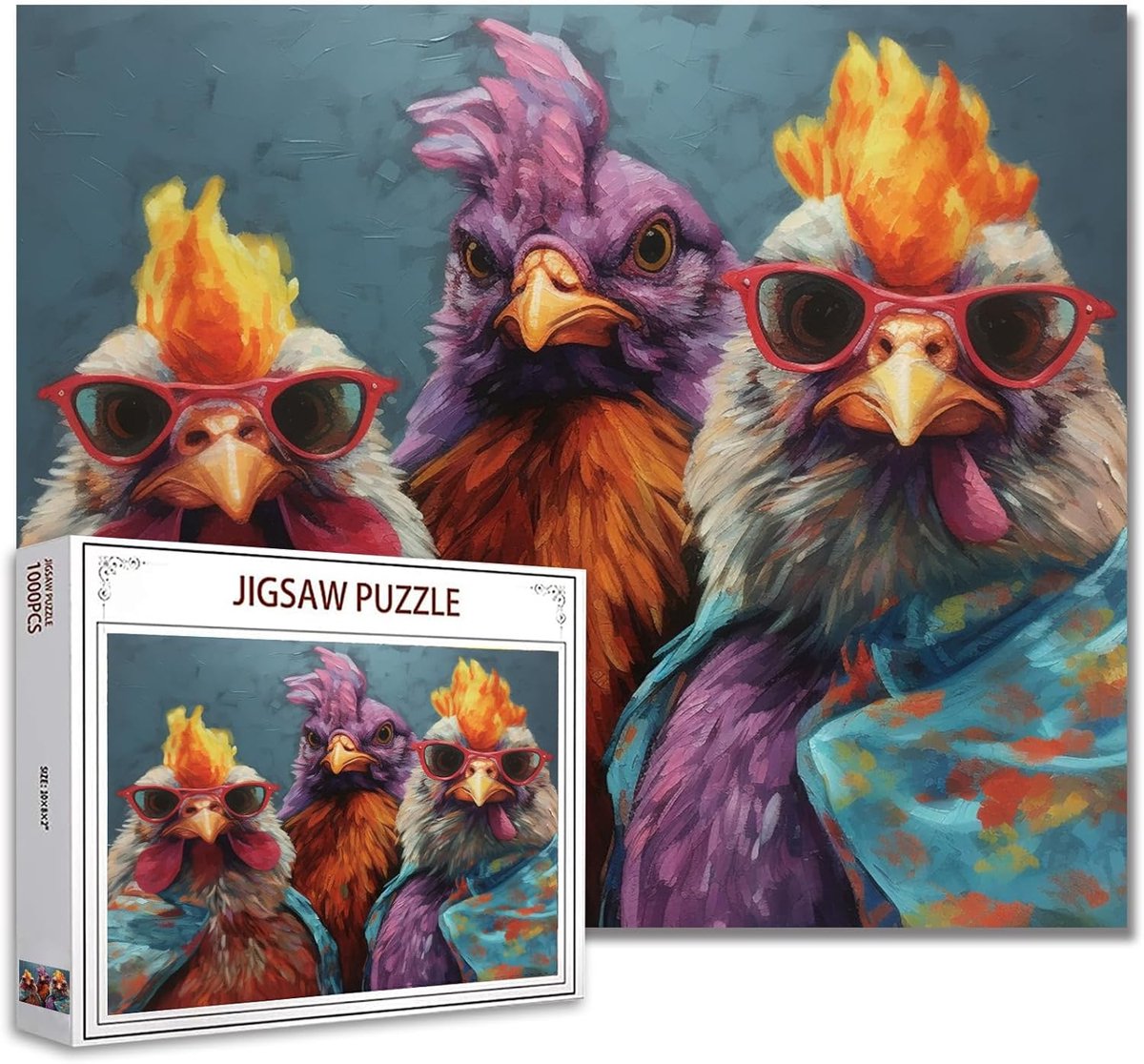 1000 Stuks Puzzel Volwassenen - Rustiek Kippenportret | Uitdagend Familie Spel met Mooie Kleuren