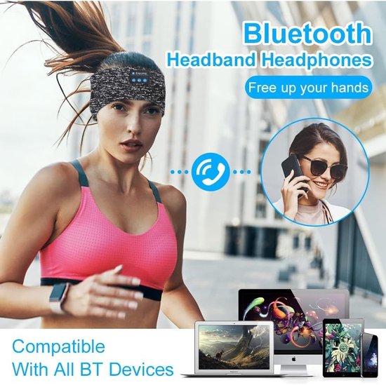 Bluetooth Slaap Headband met Dunne Speakers voor Zijslapers en Sport van Merkloos — afbeelding 4