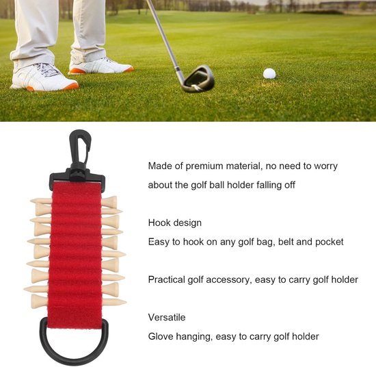 Draagbare Golf Tee Houder Nylon met Haak - Compacte Opbergtas voor 10 Tees — afbeelding 2