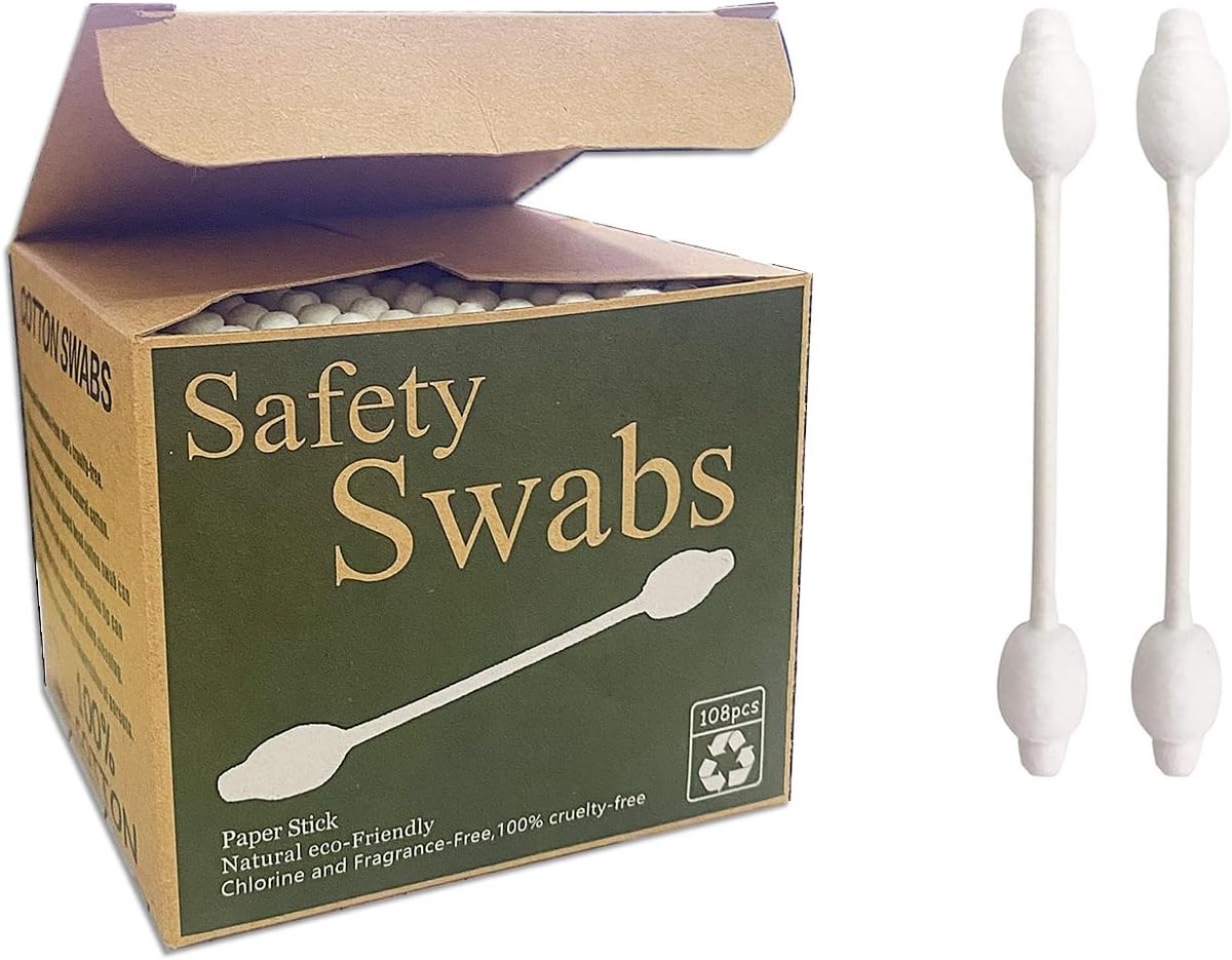 216 stuks Veiligheid Wattenstaafjes met Extra Grote Tip voor Baby en Volwassene