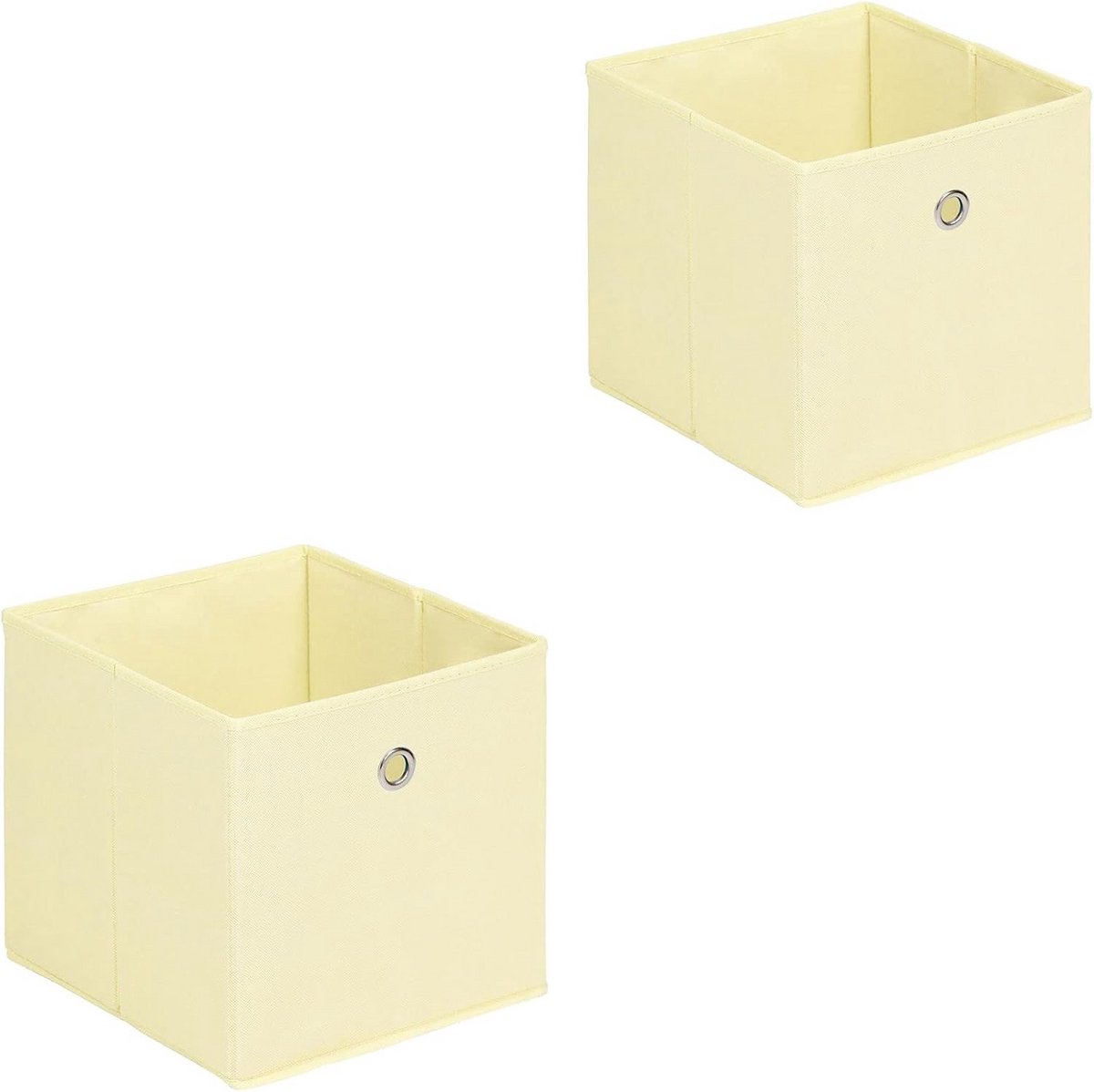 Set van 2 Opvouwbare Stoffen Opbergdozen - Beige Opvouwbare Vouwdoos voor Orde