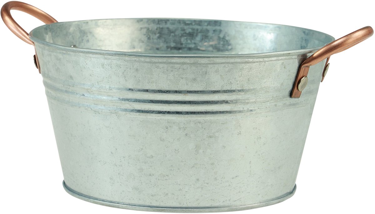Ronde bloemenvaas met handvatten, metalen schaal Ø17,5 cm H9 cm
