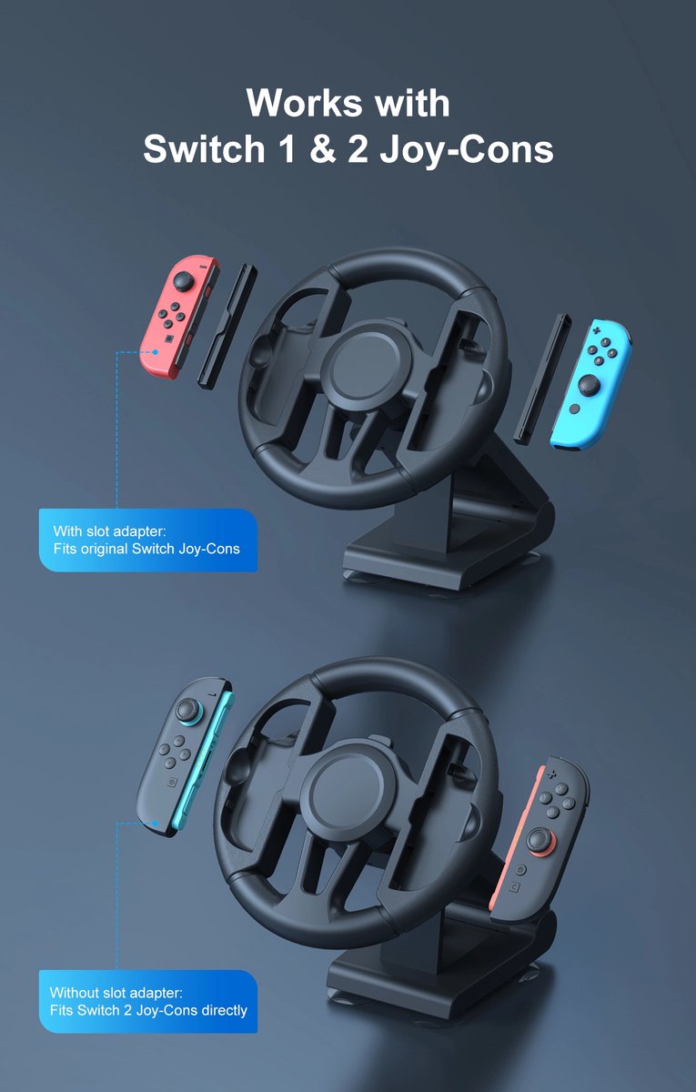 Turqero - Racing Stuurwiel voor Nintendo Switch, OLED & Switch 2 - 270° Rotatie - Met Zuignap thumbnail 6