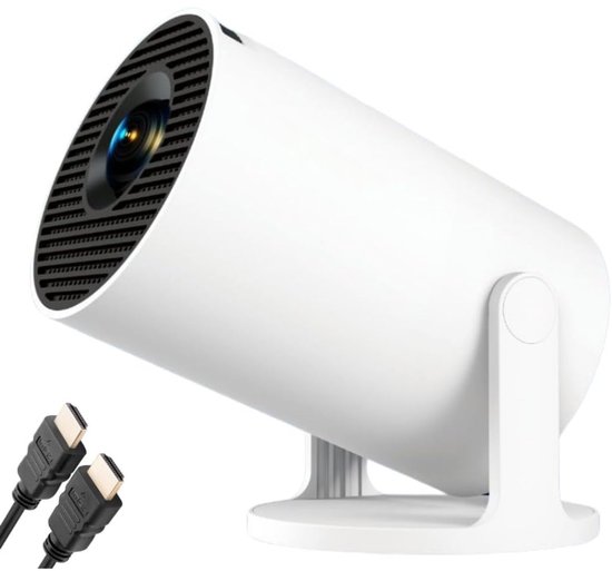 Draagbare mini beamer wit, compacte projector voor films en presentaties, haarscherp groot scherm, flexibel gebruik