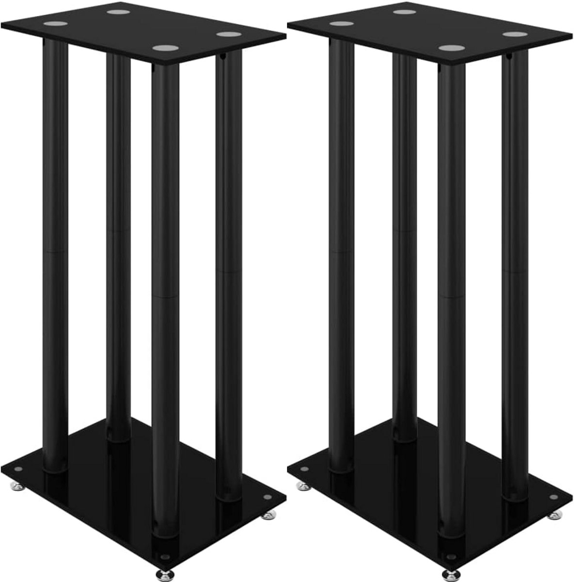 Set van 2 stevige luidsprekerstandaarden met gehard glas en kabelmanagement