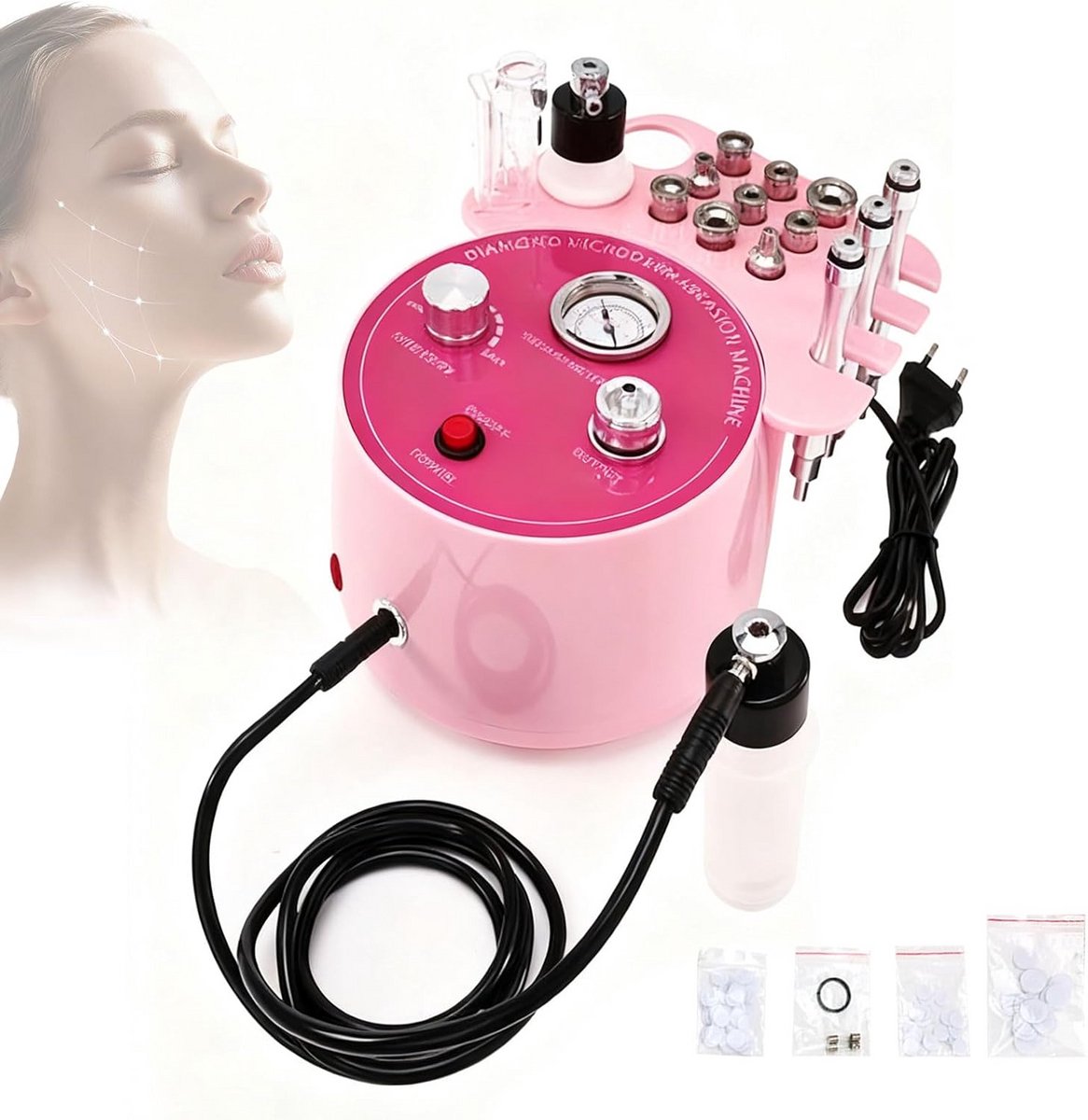 3-in-1 Microdermabrasie Machine voor Huidverzorging en Reiniging Thuis en Salon