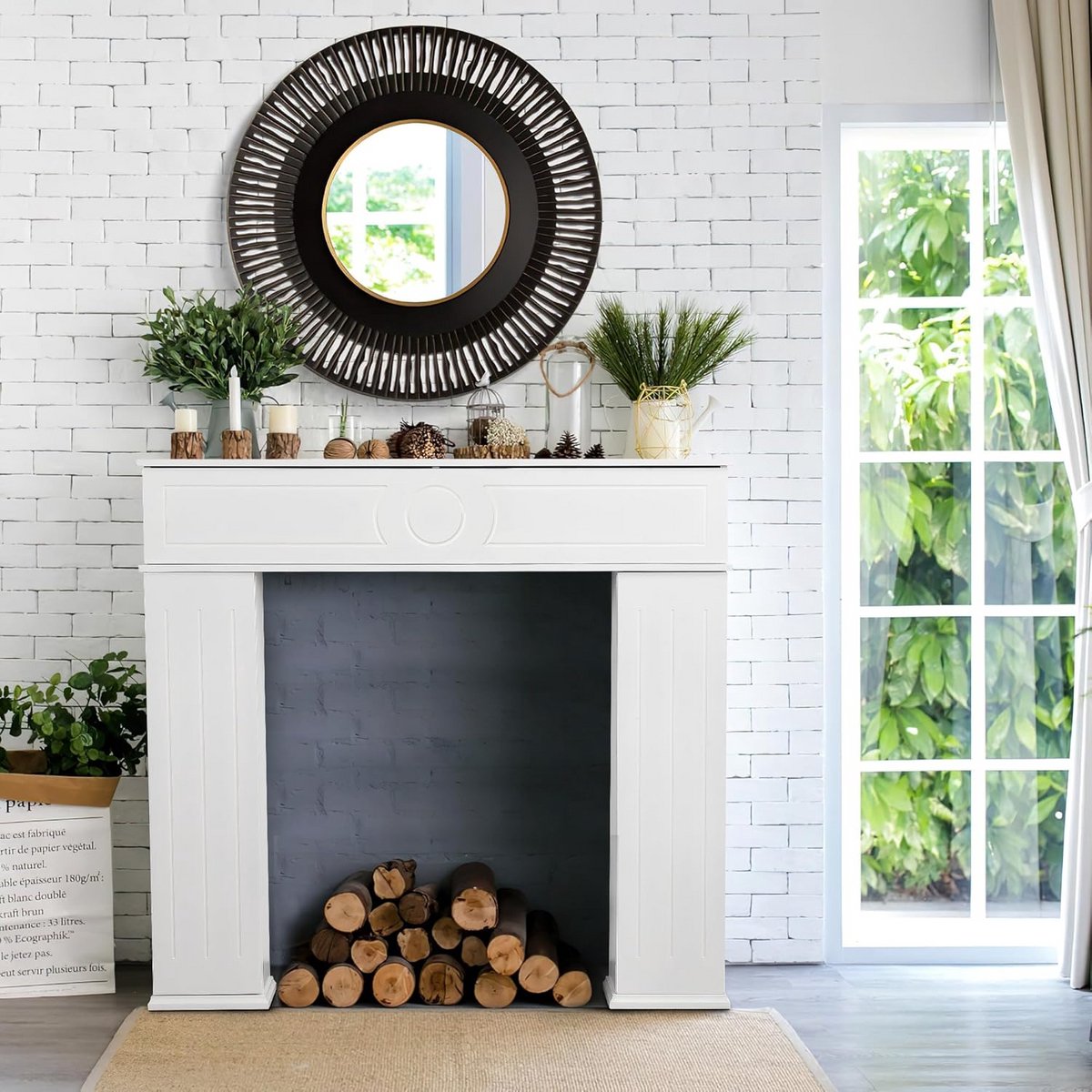 Decoratieve Open Haardconsole met Opbergruimte voor Woonkamer en Hal