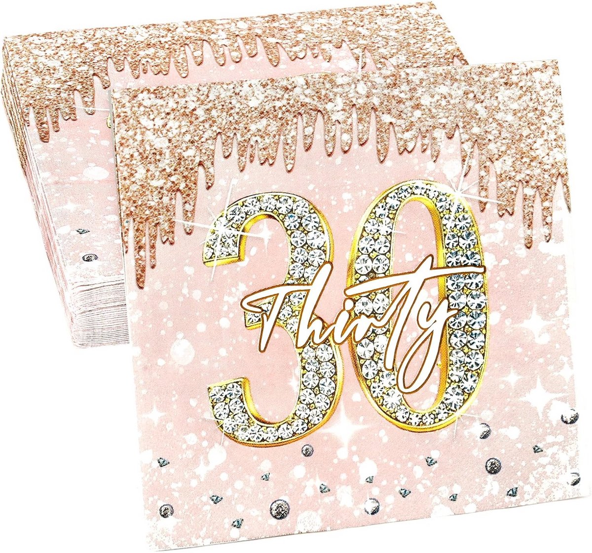 32 Roségoud 30e Verjaardag Servetten - Luxe 3-laags Papieren Decoratie