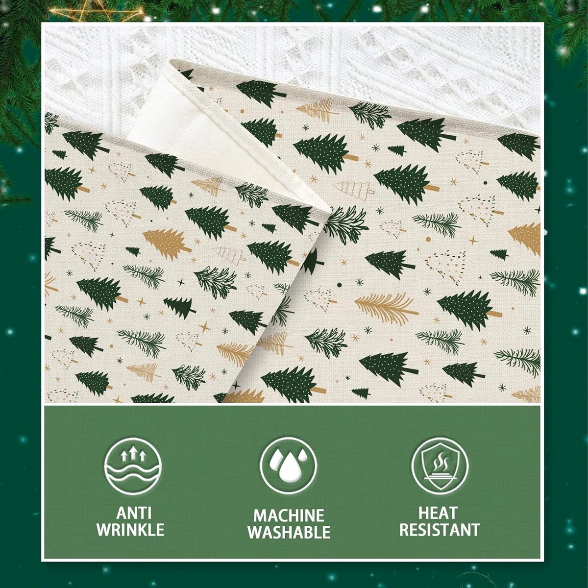Groen Gouden Kerst Tafelloper 40x140 cm voor Feestelijke Tafeldecoratie