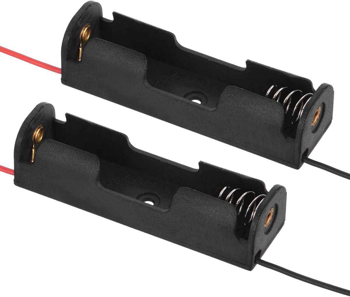 2x AA Batterijhouder 1,5V met 2 Draden voor DIY Projecten - Zwart