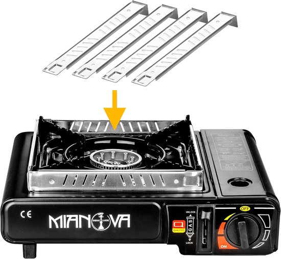 Draagbare 2-in-1 Campingzetel met Gasfornuis en Losse Grillplaat — afbeelding 3