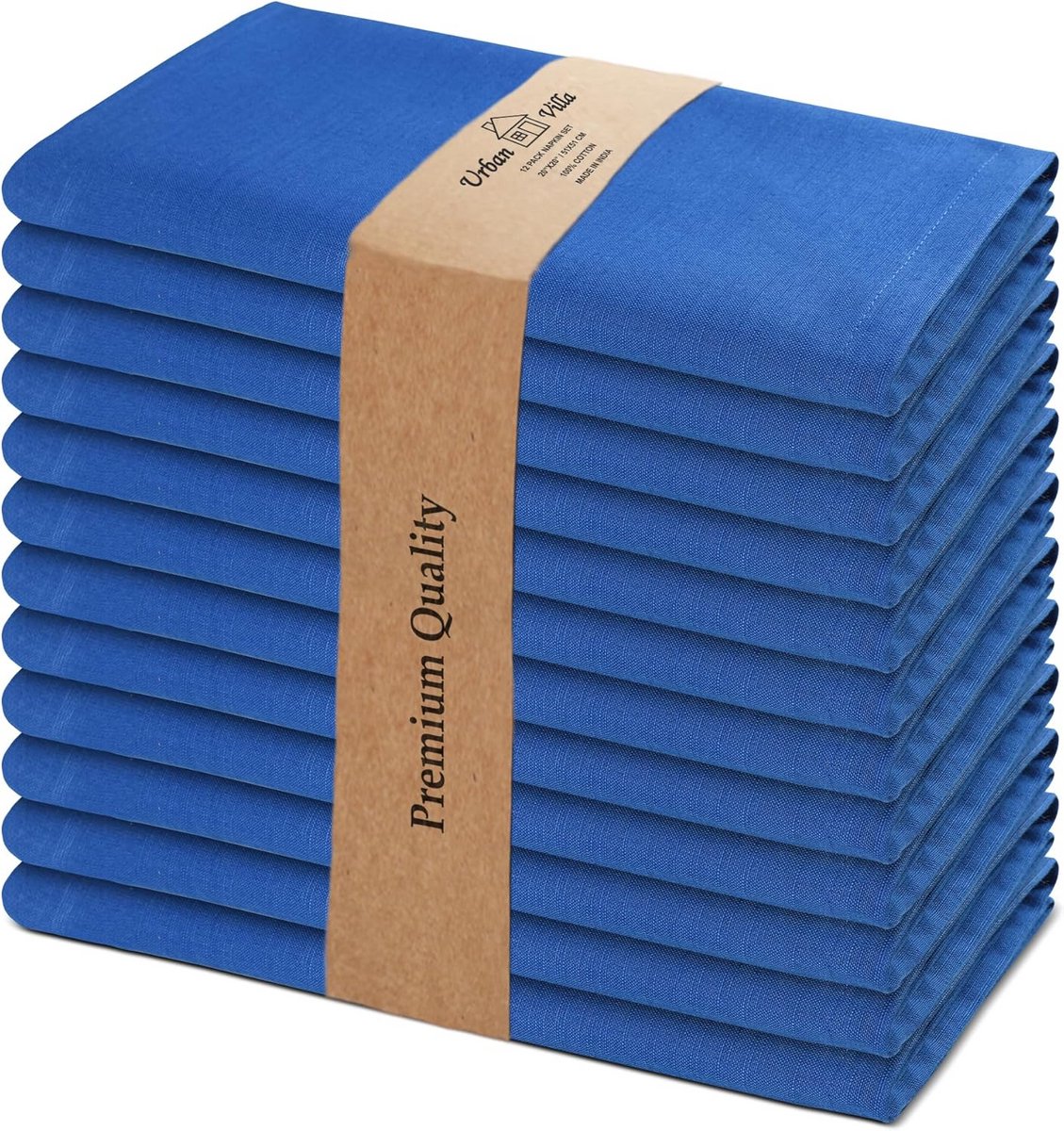 Set van 12 Grote Katoenen Servetten in Aqua Kleur voor Dagelijks Gebruik