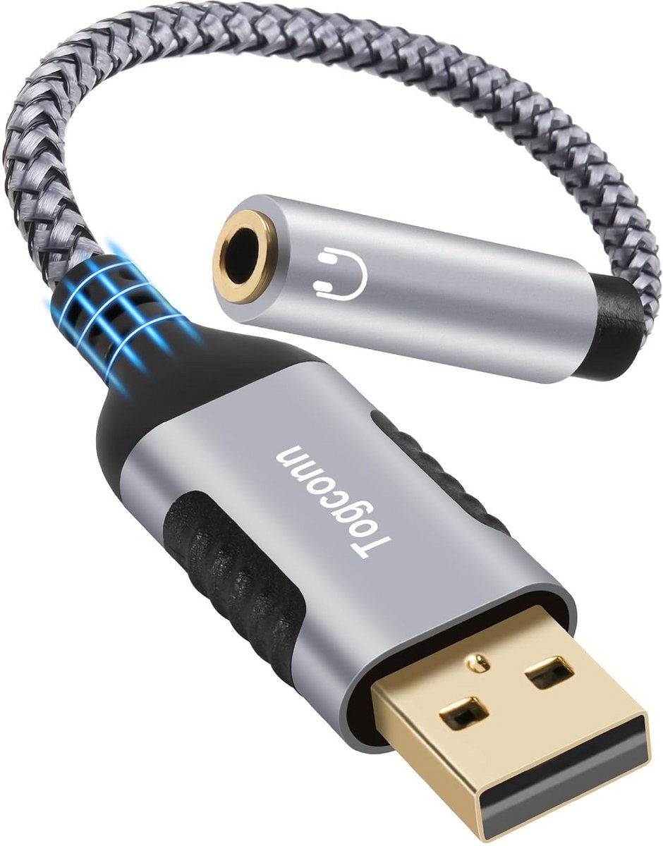 USB A naar 3,5 mm Klink Adapter voor Hoofdtelefoon