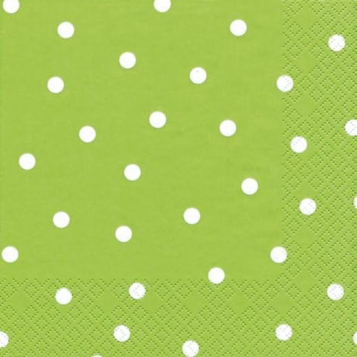 Set van 20 servetten met witte stippen lichtgroen 33x33cm