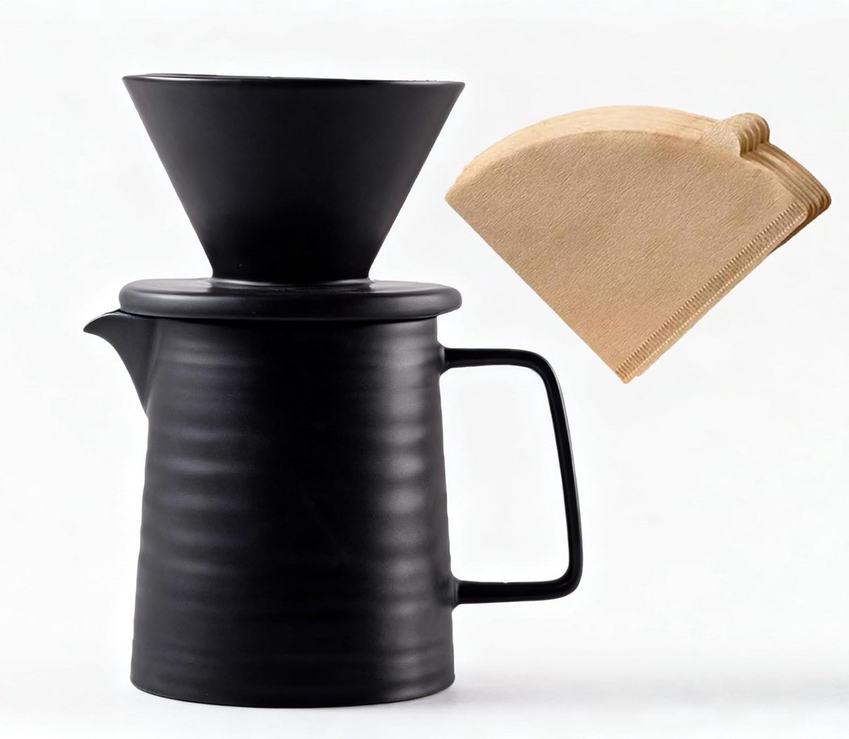 Handmatig Keramisch Koffiezetapparaat Schuimkan en Druppelaar voor 1-2 Kopjes