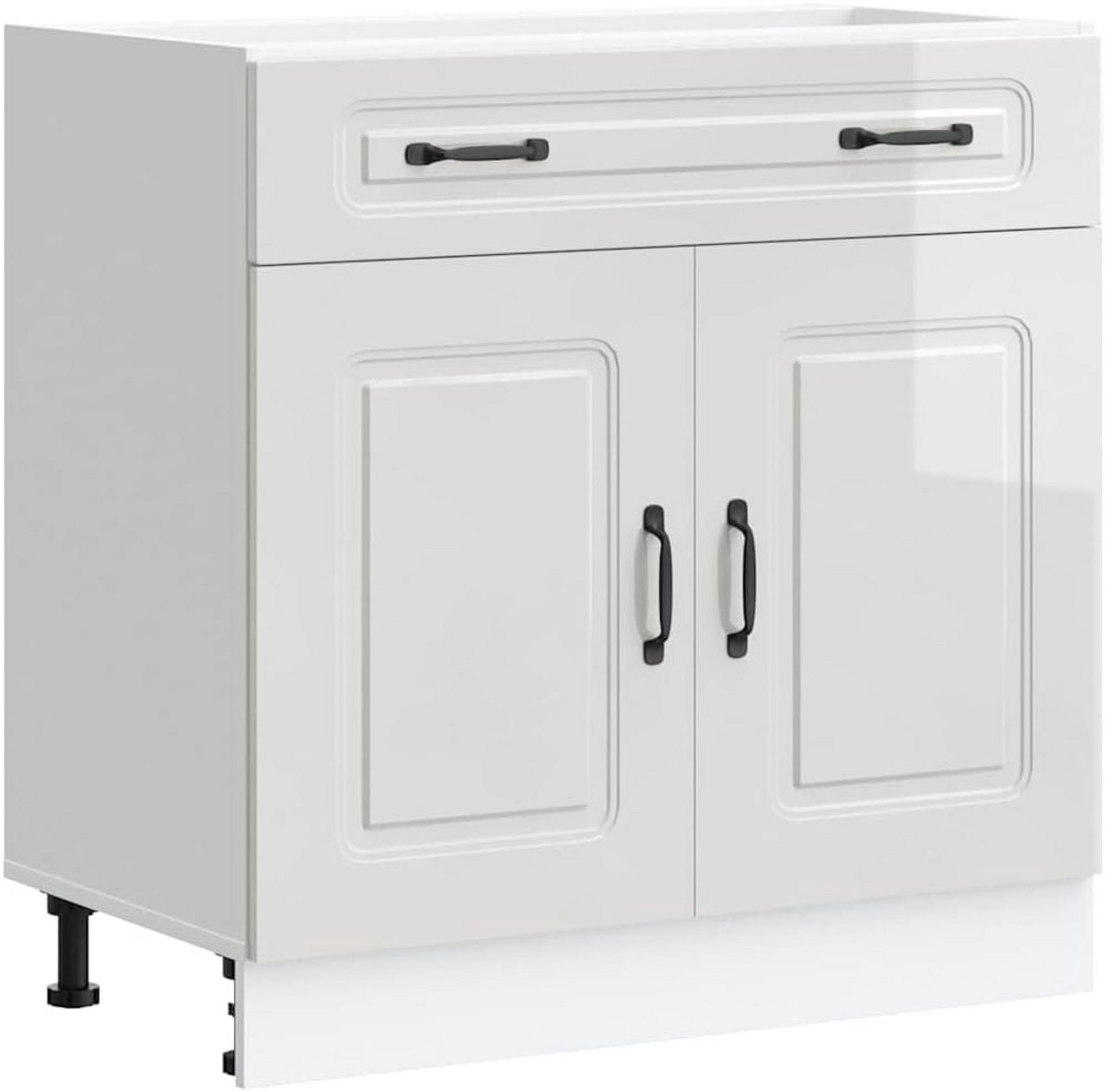 Keuken Onderkast Spoelbak met Lade en Hoogglans Witte Afwerking