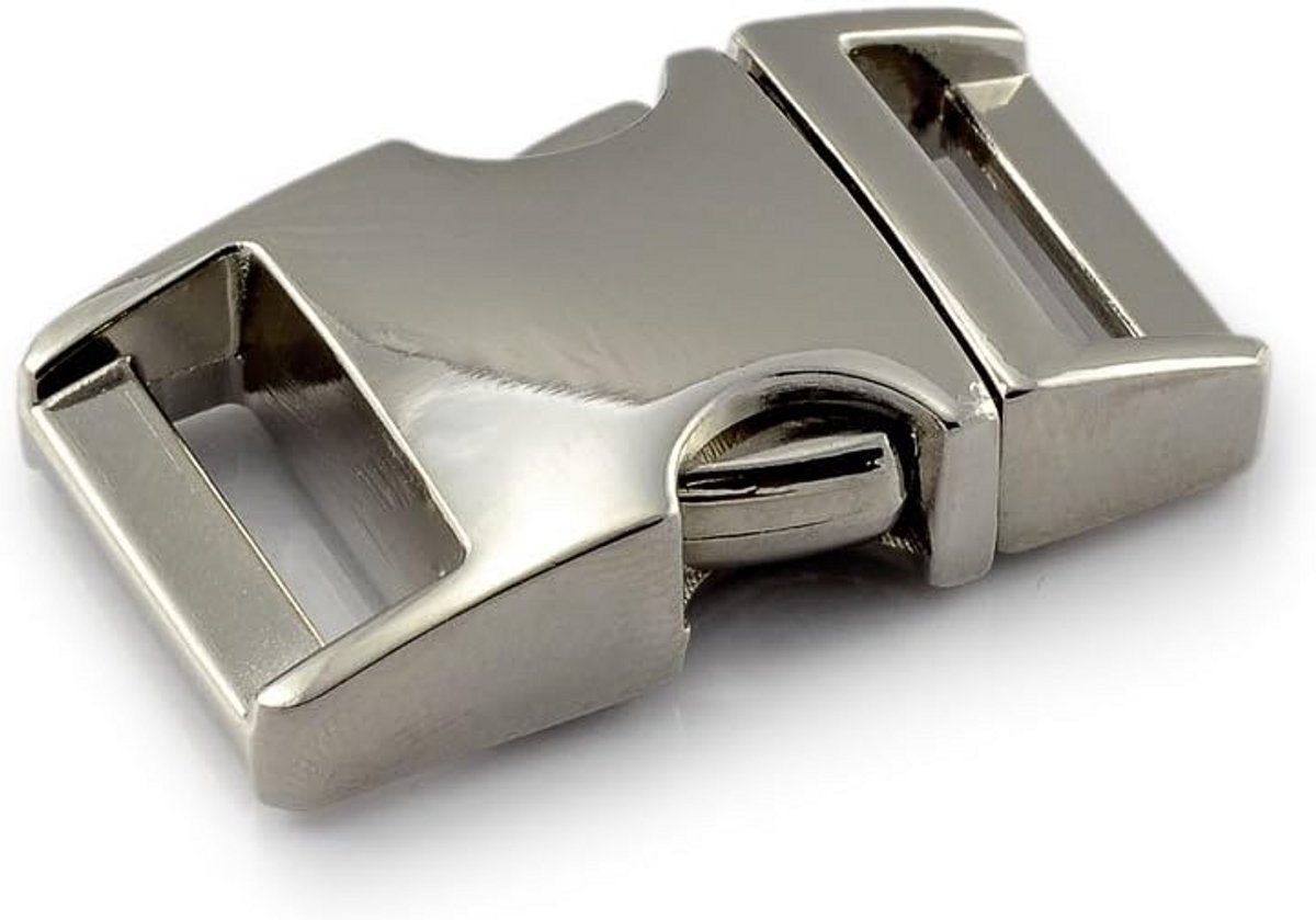 Set van 10 Metalen Steeksluitingen 5/8 Inch voor Paracord Armbanden en Hondenriemen, Zilver, Gebogen