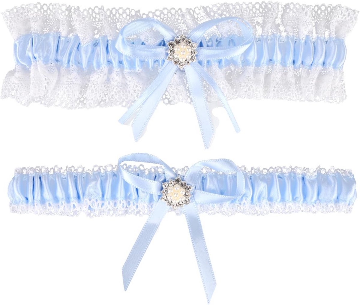 2 Stuks Sierlijke Blauwe Bruidsjarretel Accessoires voor Bruiloft en Verloving