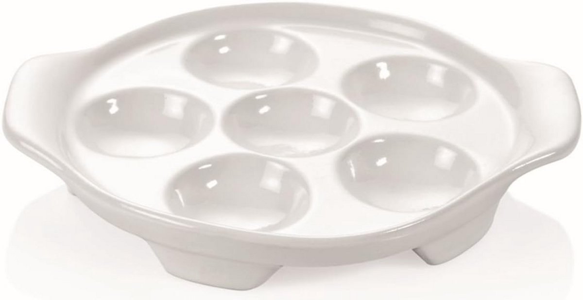 Ronde Porseleinen Slakkenpan voor 6 Escargots