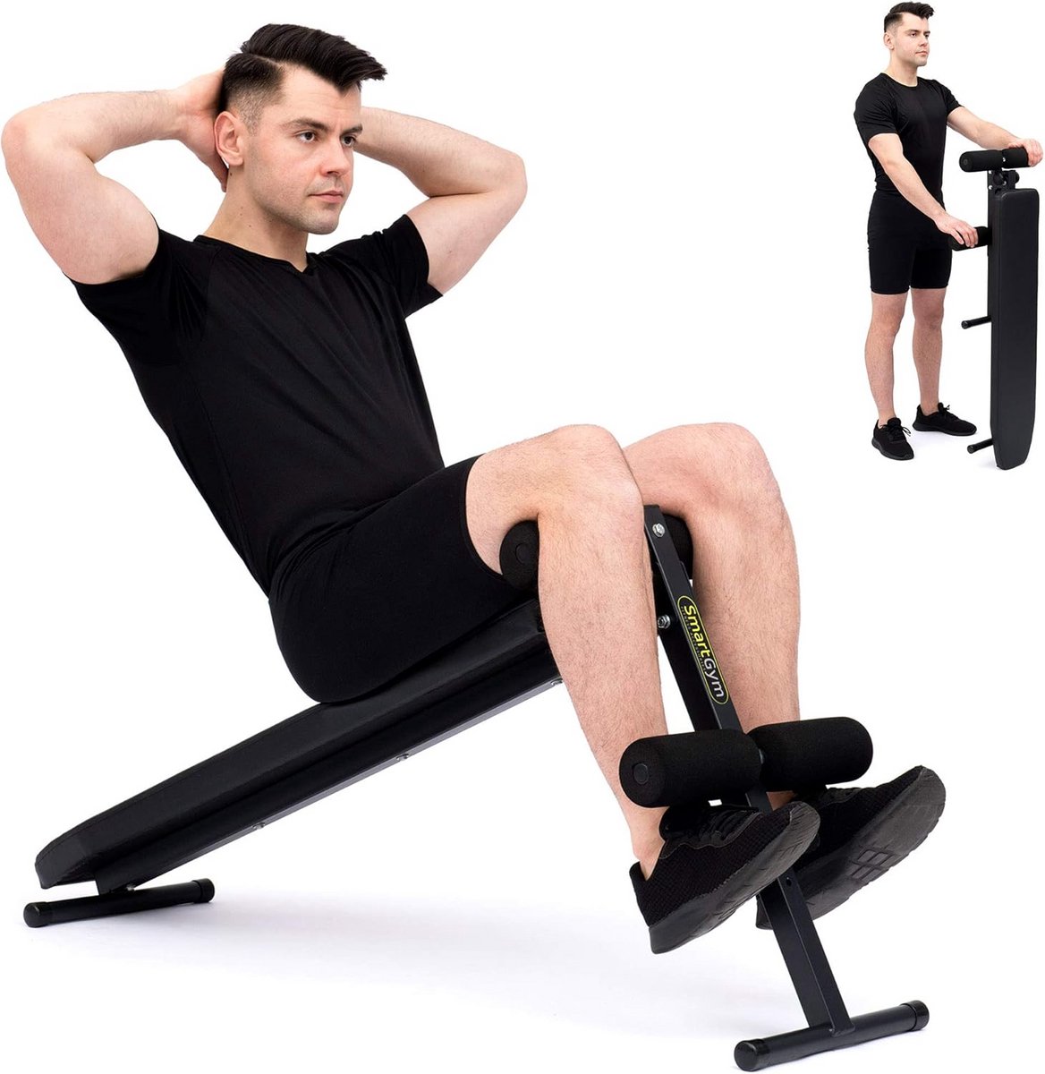 Buiktrainingsbank - Buiktrainer Bank - Buikspieren Trainen - Inklapbaar Ontwerp - 132 x 132 x 132 cm - Zwart