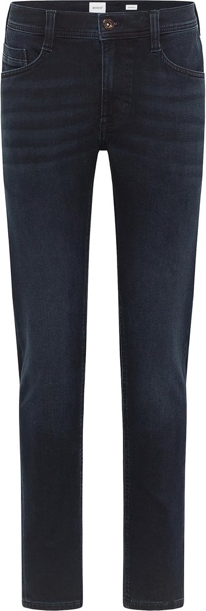 Heren Slim Fit Jeans Blauw/Zwart Gebruinde Look