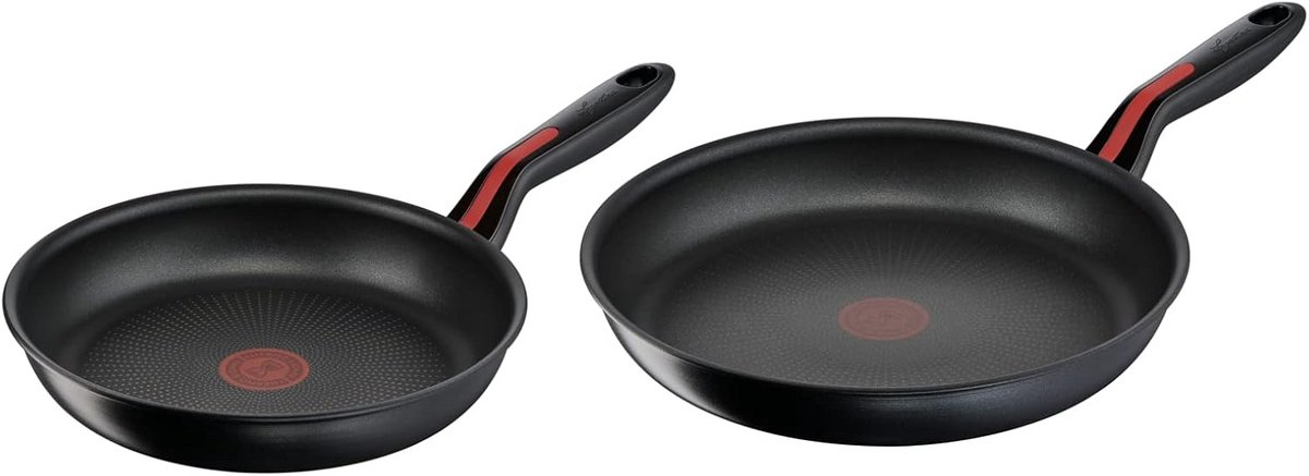 Set van 2 Koekenpannen Ø 24 & 28 cm - Inox/Aluminium - Krasbestendig & Geschikt voor Inductie