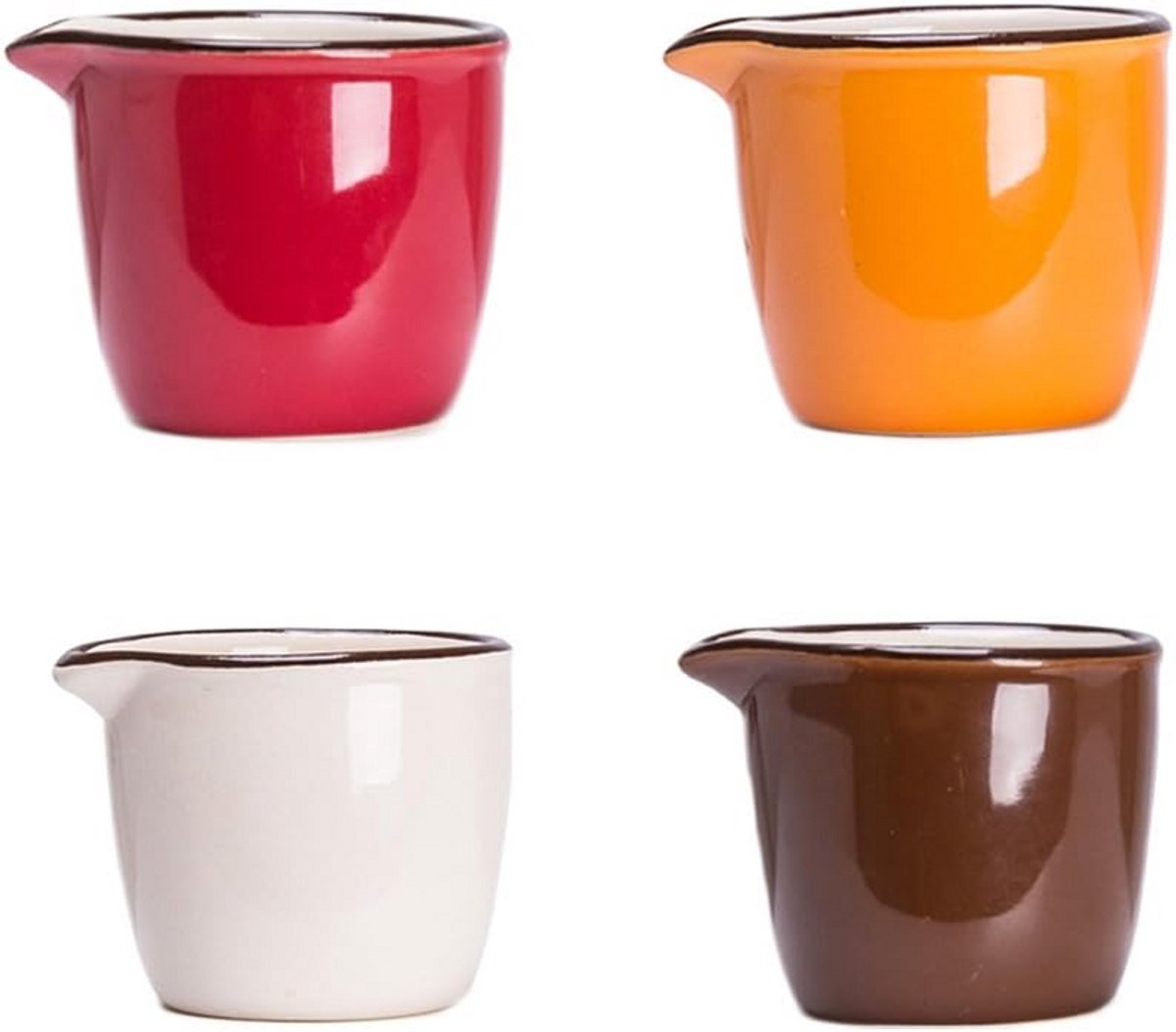 Kleine Keramische Schenkkan Set voor Melk, Room en Sauzen - 4 Stuks