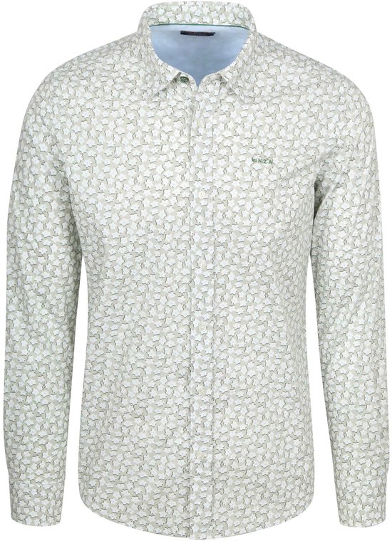 NZA Shirt Oban Poplin Bloemenprint Groen - Maat XL - Heren - Overhemden Casual