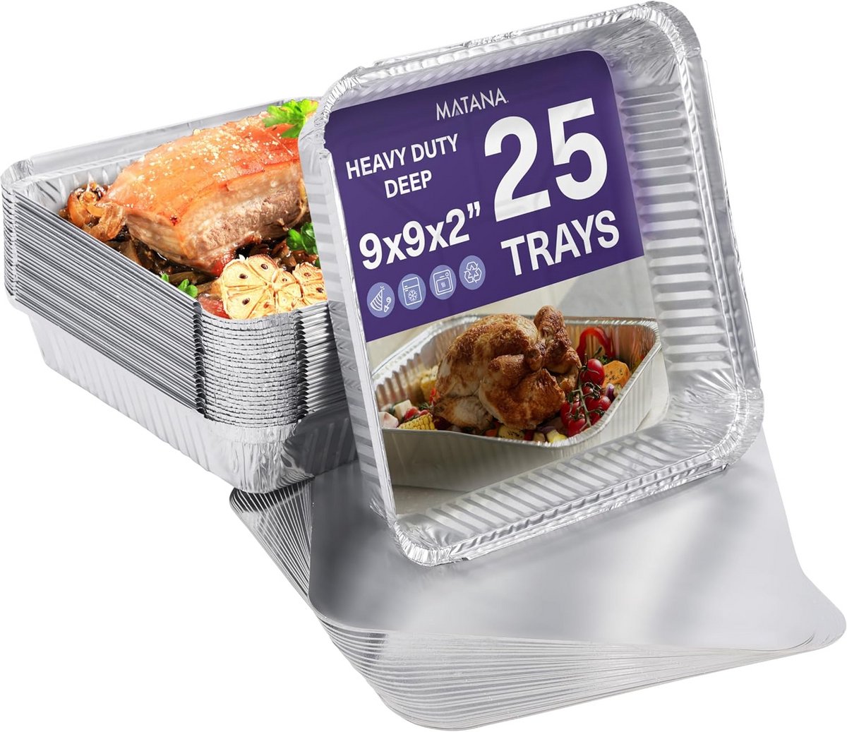 25 Wegwerpaluminium Schalen met Deksel 1300ml - Koken, Bakken en Invriezen