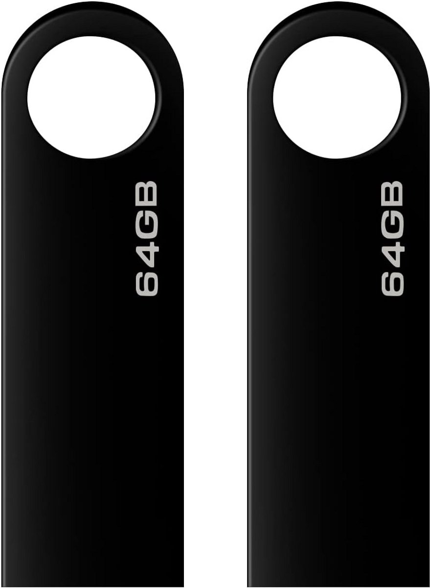 Set van 2 USB Sticks 64GB met Ophanglus voor Laptop, PC en Auto