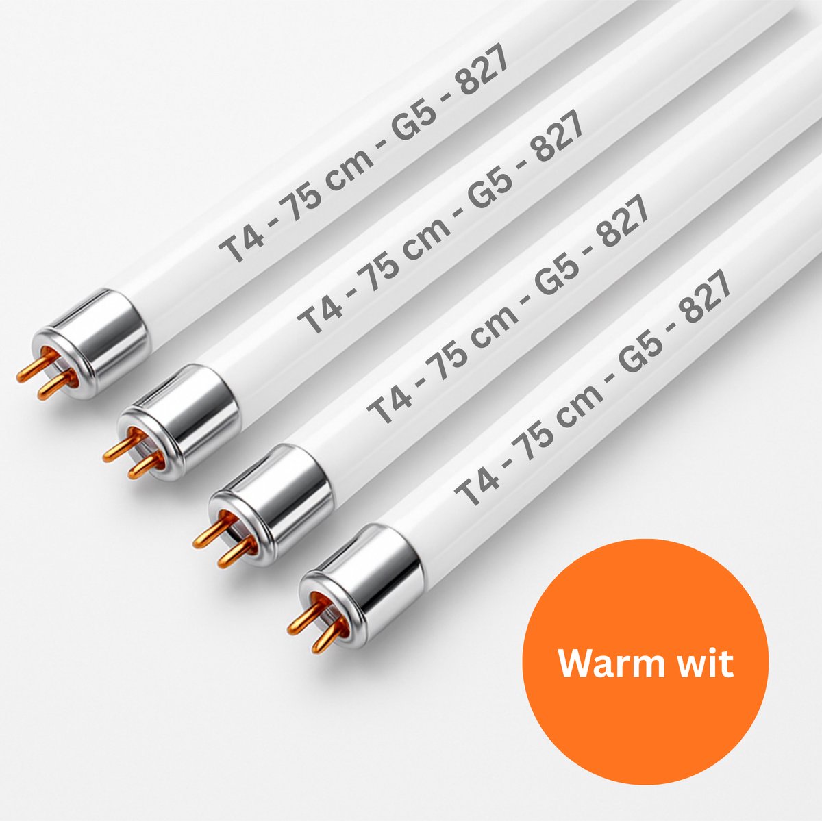 4x Traditionele T4 TL buizen 30W – 75 cm – Warm wit 2700K 827 – G5 fitting – ⌀12 mm