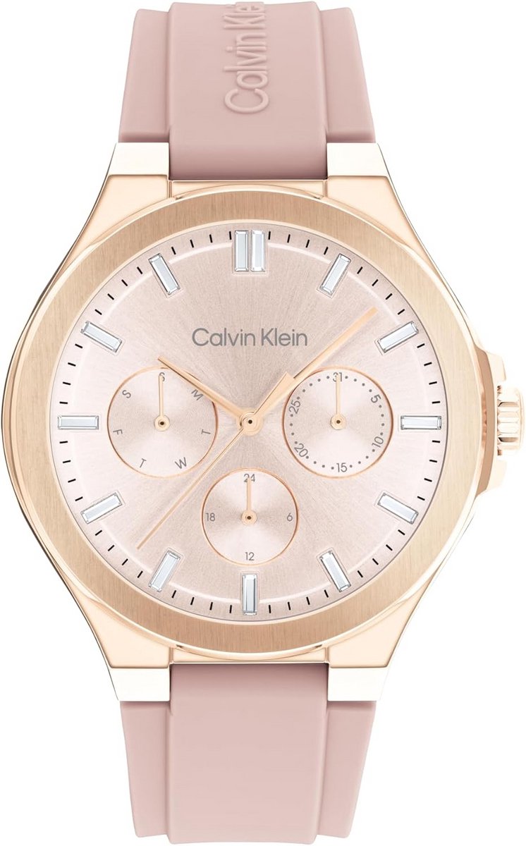 Dames Horloge Analoge Quartz met Blush Siliconen Band - Multifunctioneel