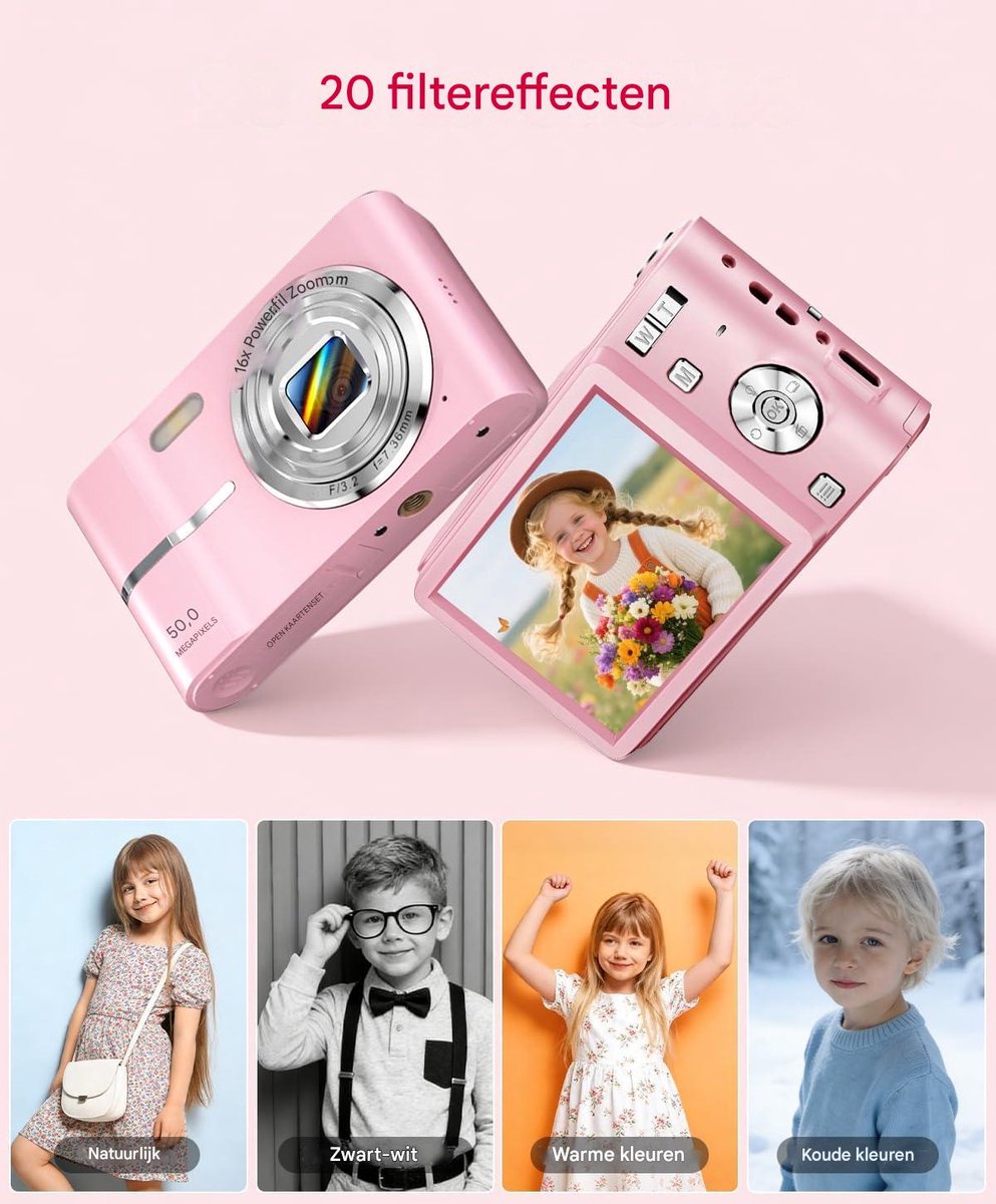 QTTVBTNA roze selfiecamera met 32GB thumbnail 3